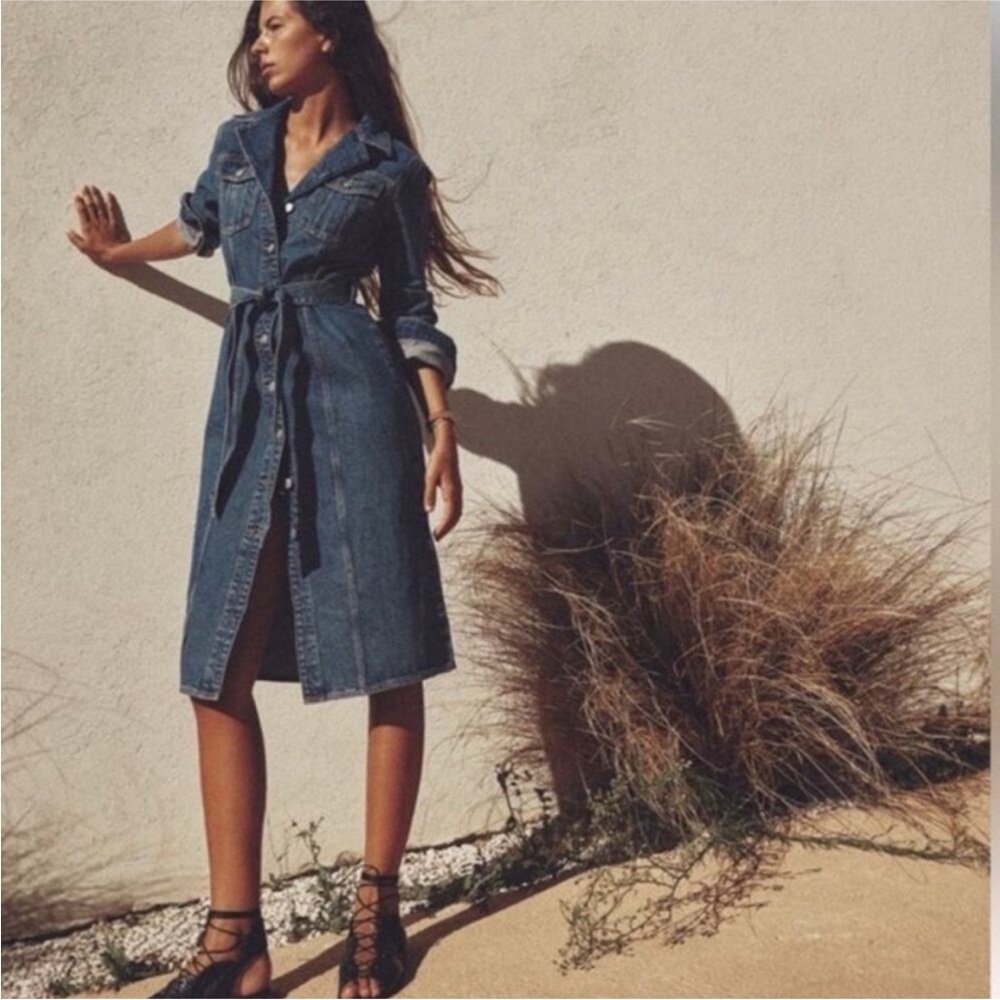 Zara Classic Long Sleeve Denim Dress NWT Size Medium - Picture 5 of 5